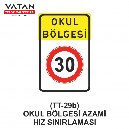 TT-29b OKUL BÖLGESİ AZAMİ HIZ SINIRI