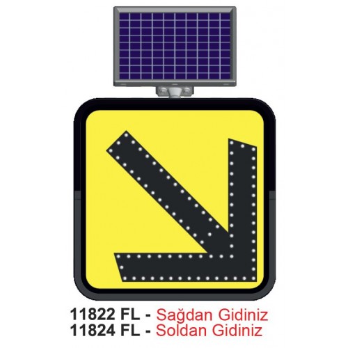 Solar Led´li Tek Yönde Uyarı Sağdan Gidiniz 11822 FL