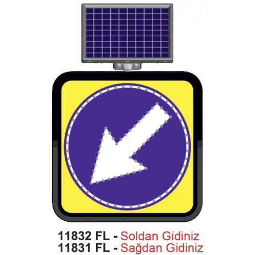 Solar Led´li Tek Yönde Uyarı Soldan Gidiniz 11832 FL